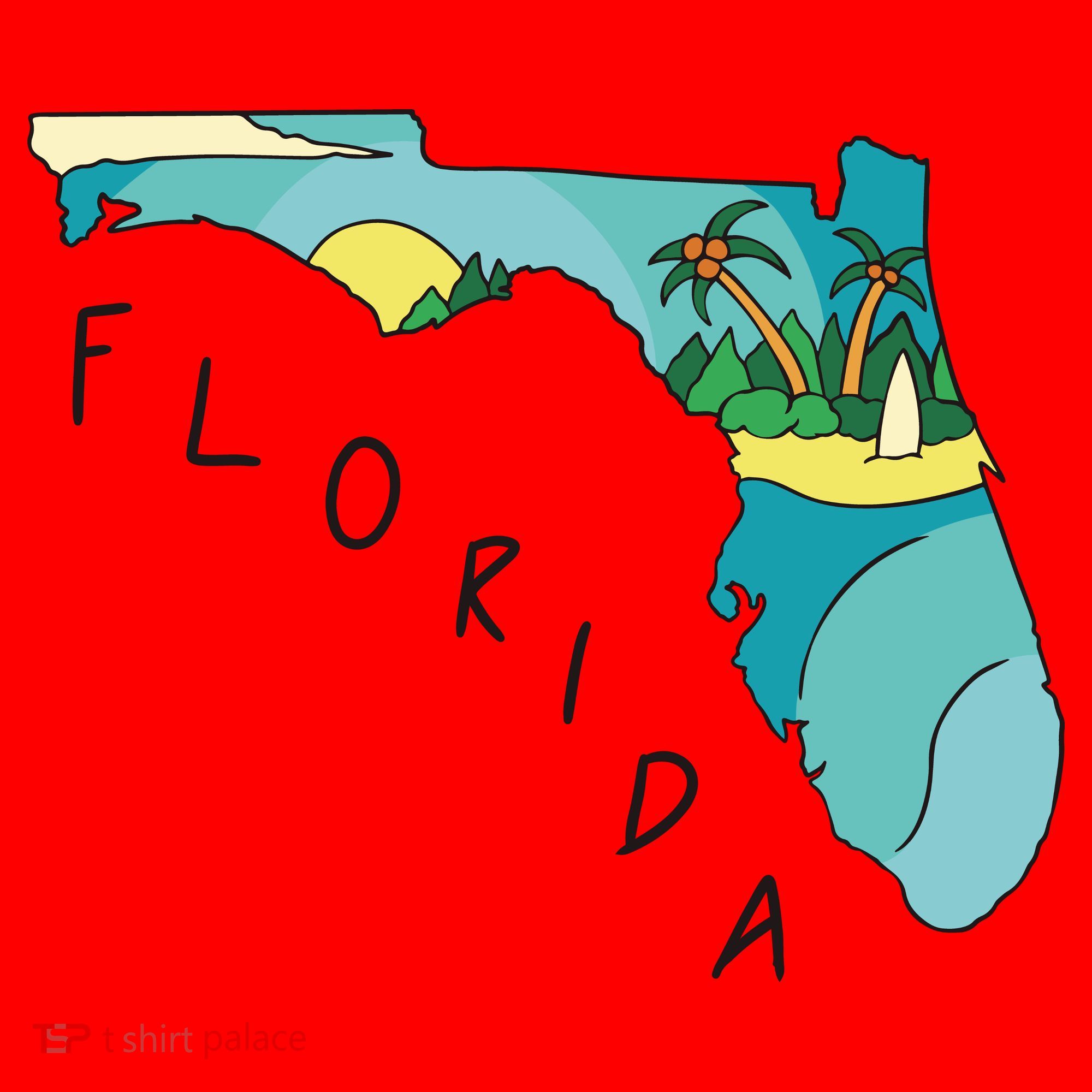 Florida Beach Map Santa Hat