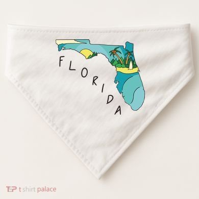 Florida Beach Map USA-Made Doggie Bandana