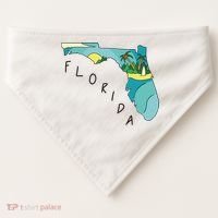 Florida Beach Map USA-Made Doggie Bandana thumb 0