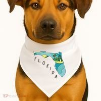 Florida Beach Map USA-Made Doggie Bandana thumb 1