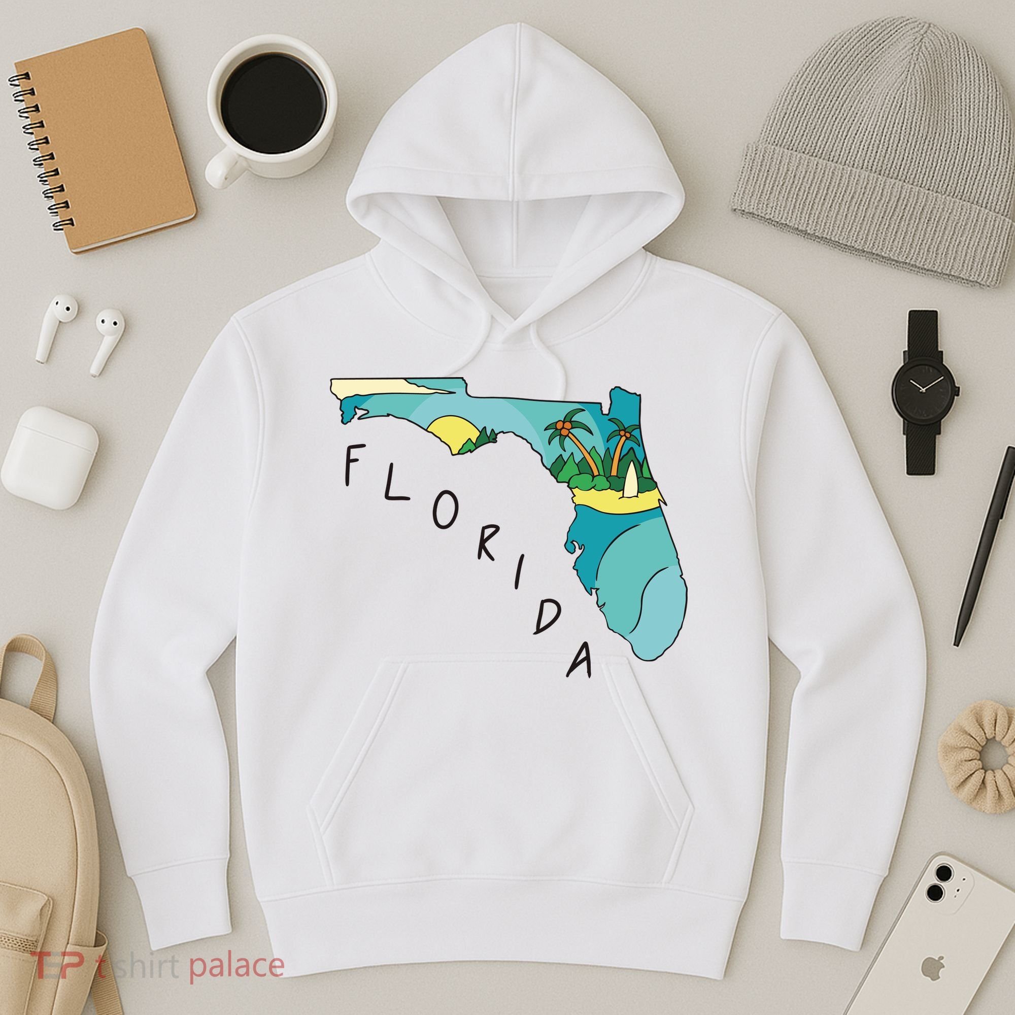 Florida Beach Map Hoodie