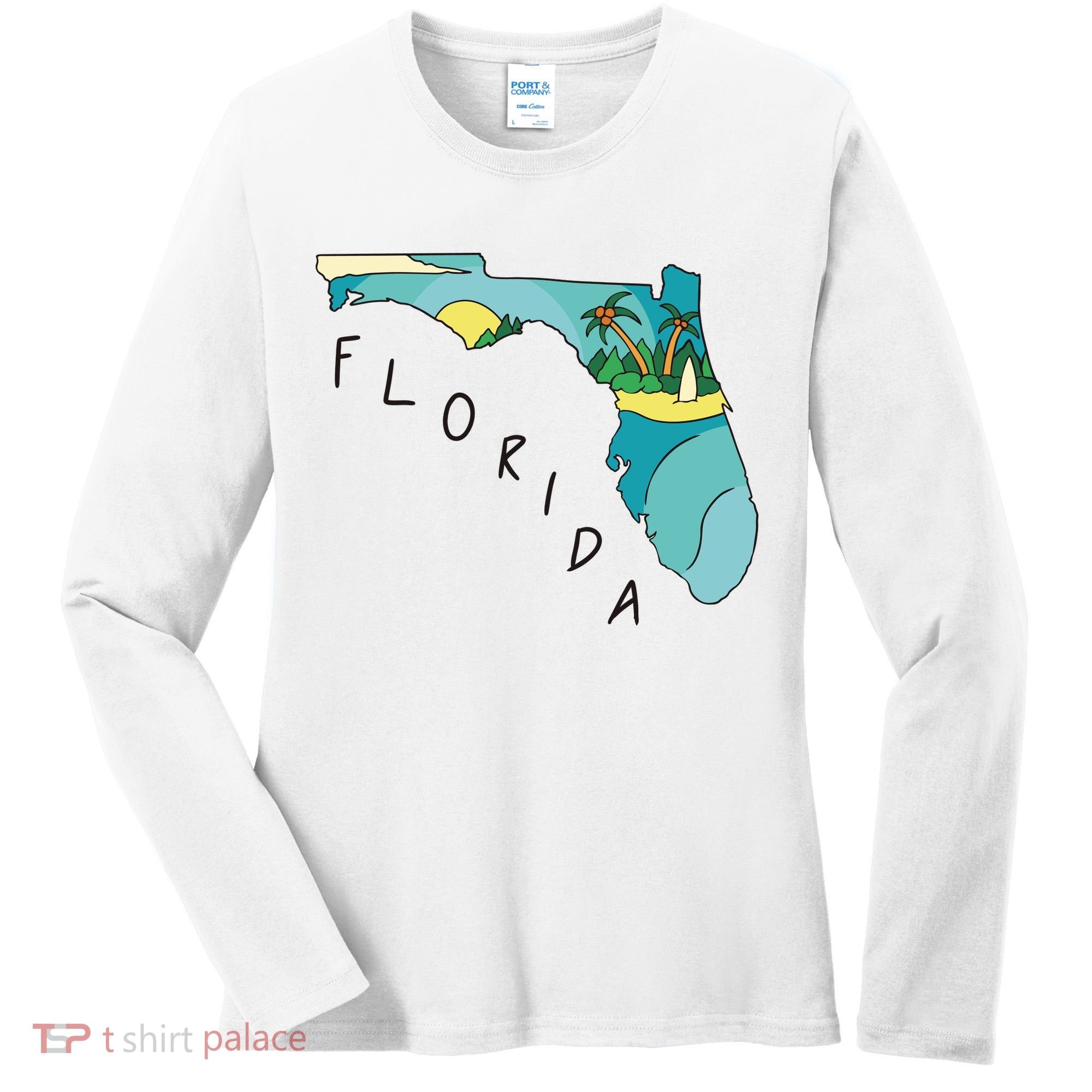 Florida Beach Map Women's Long Sleeve Shirt