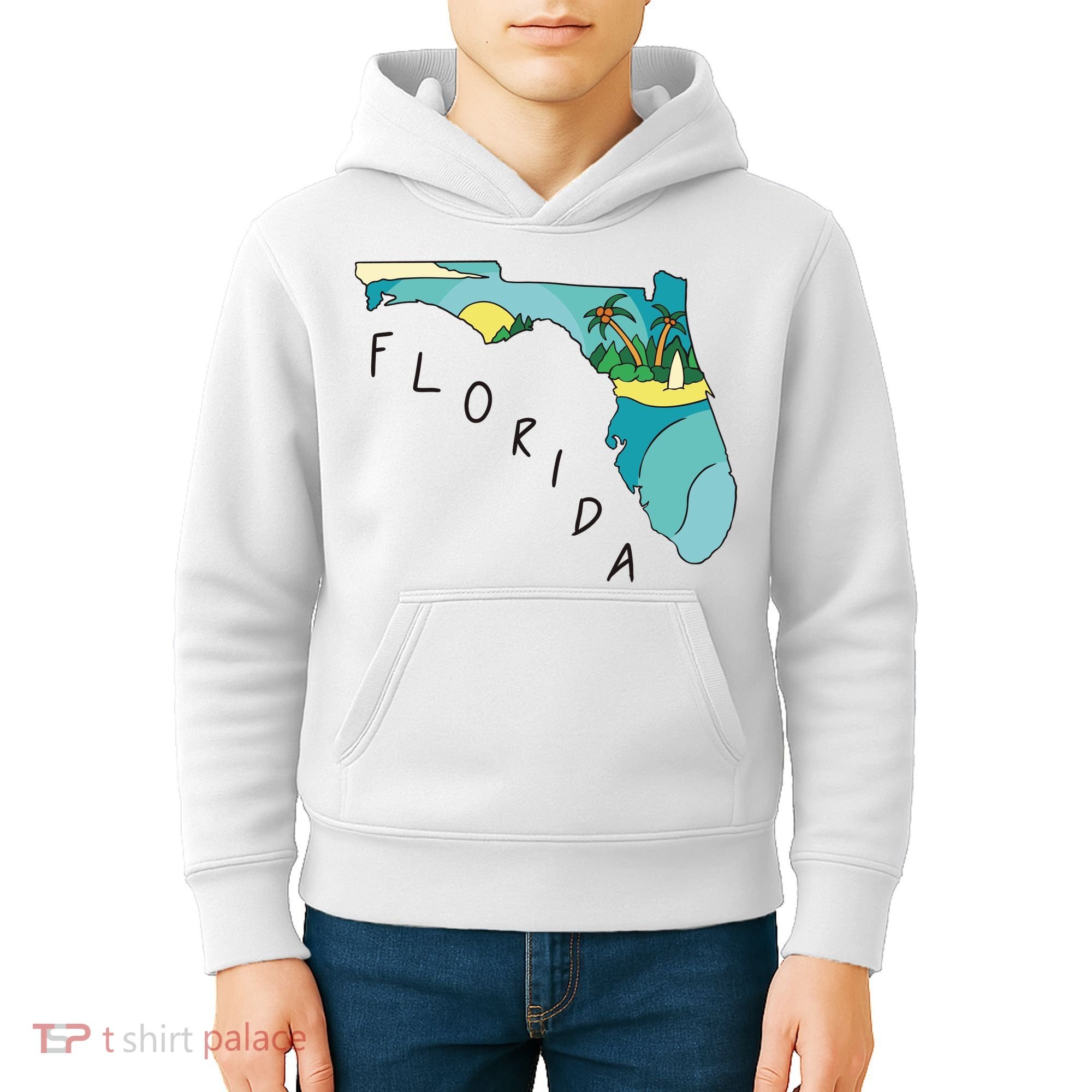 Florida Beach Map Kids Hoodie