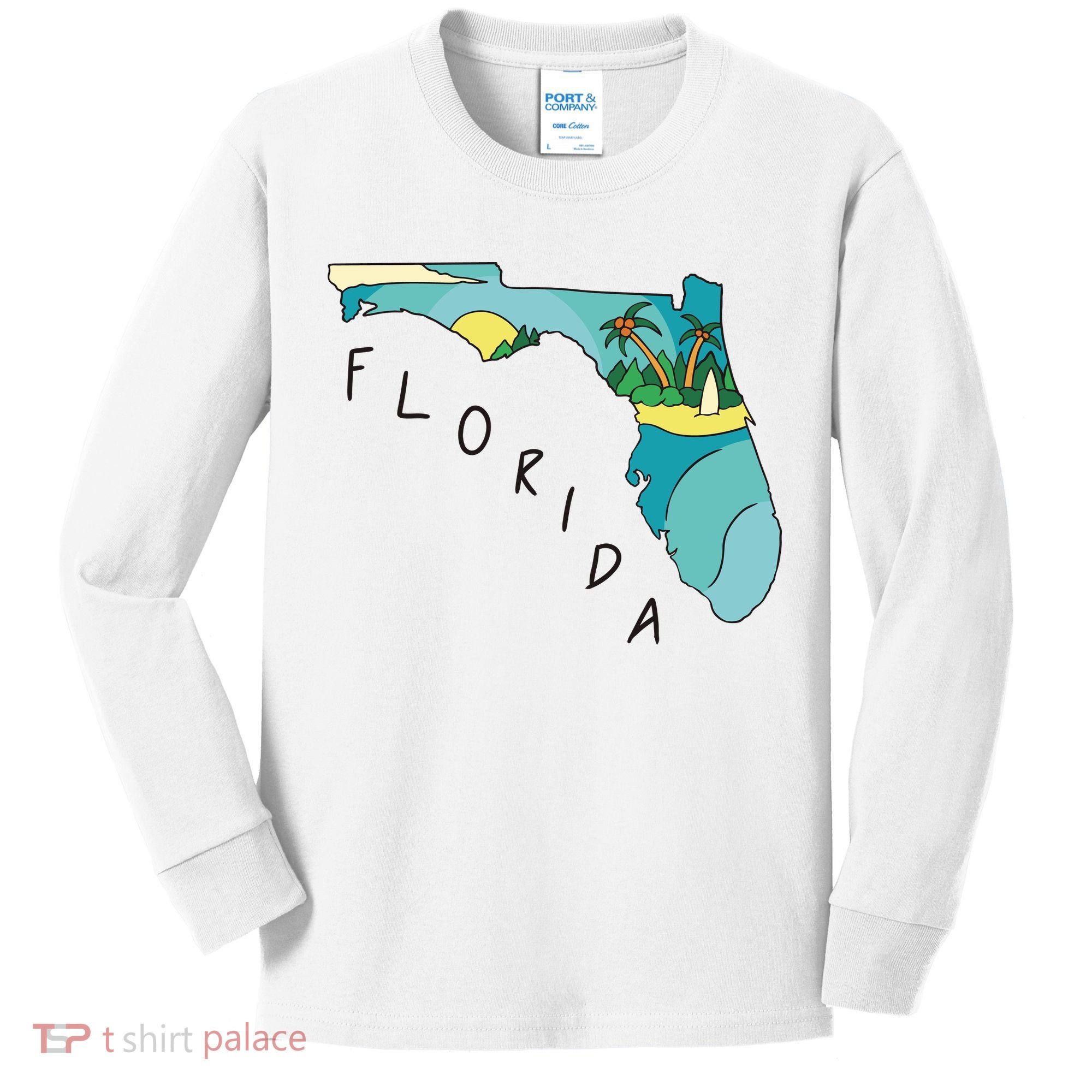 Florida Beach Map Kids Long Sleeve Shirt