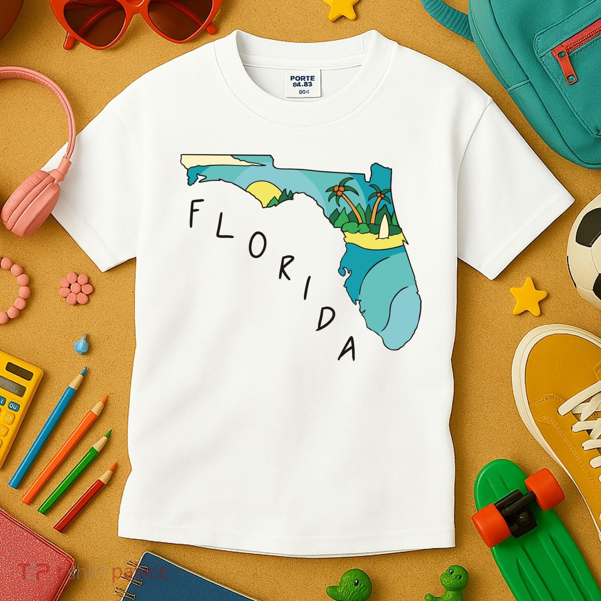 Florida Beach Map Kids T-Shirt
