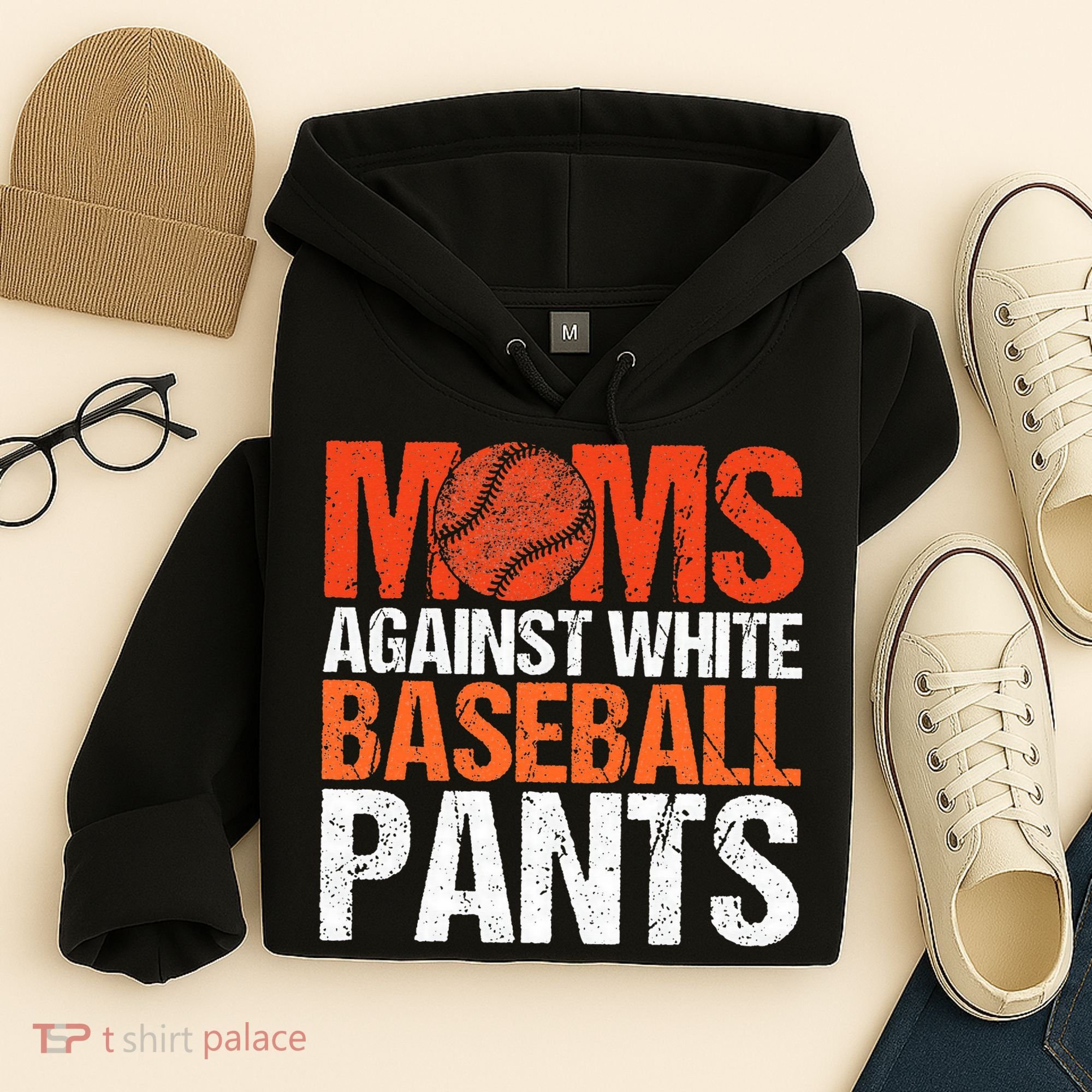 Funny Baseball Moms Against White Baseball Pants Hoodie