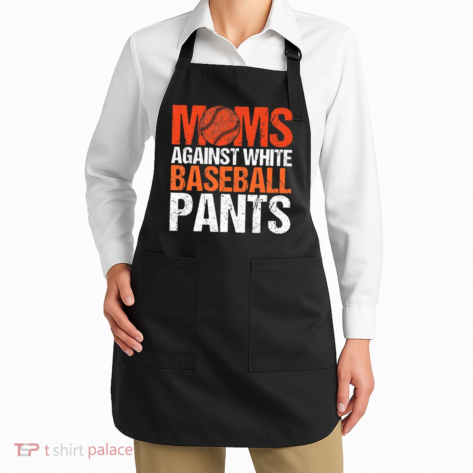Funny Baseball Moms Against White Baseball Pants Apron