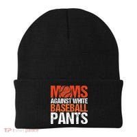 Funny Baseball Moms Against White Baseball Pants Beanie thumb 0