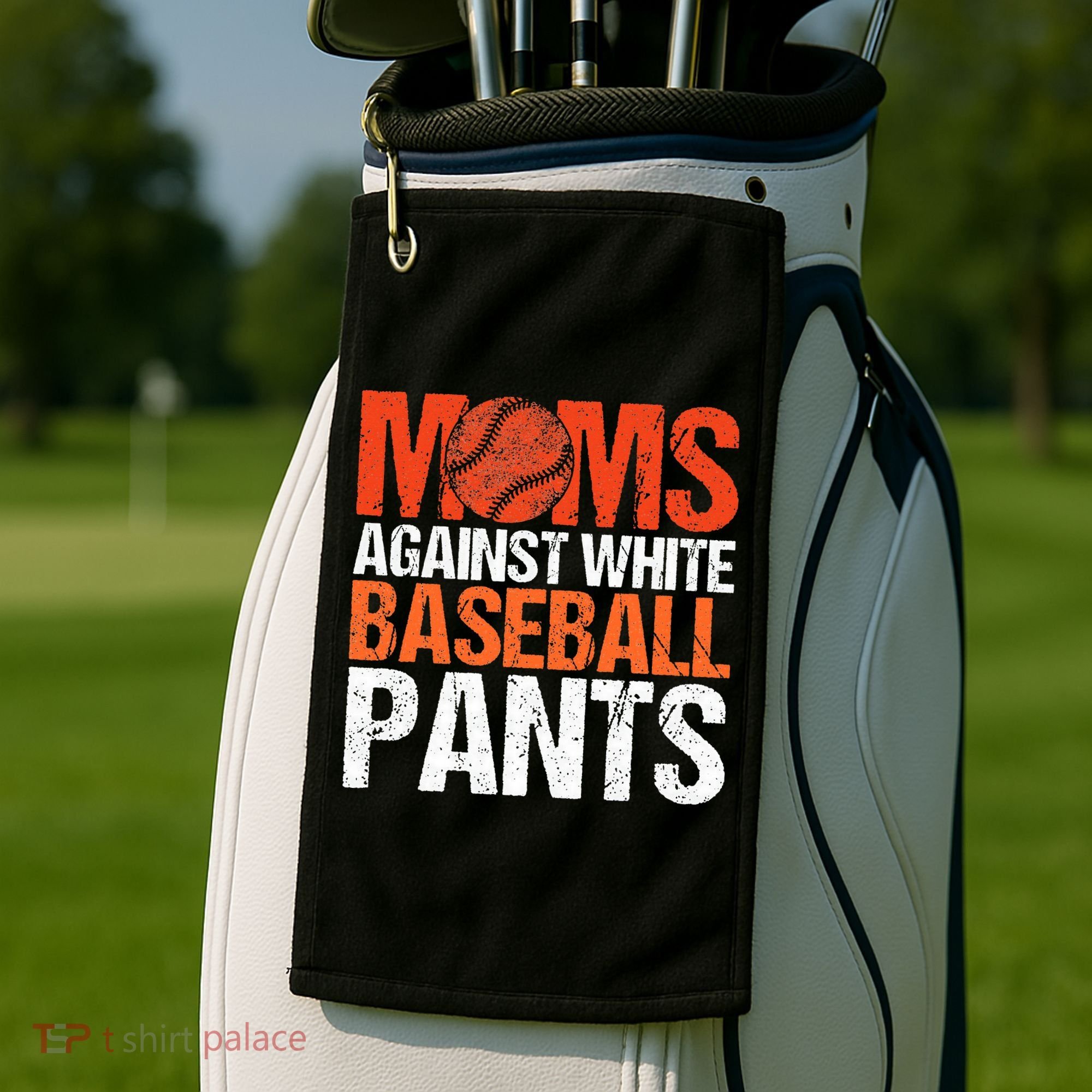 Funny Baseball Moms Against White Baseball Pants Golf Towel