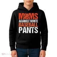 Funny Baseball Moms Against White Baseball Pants Kids Hoodie thumb 4