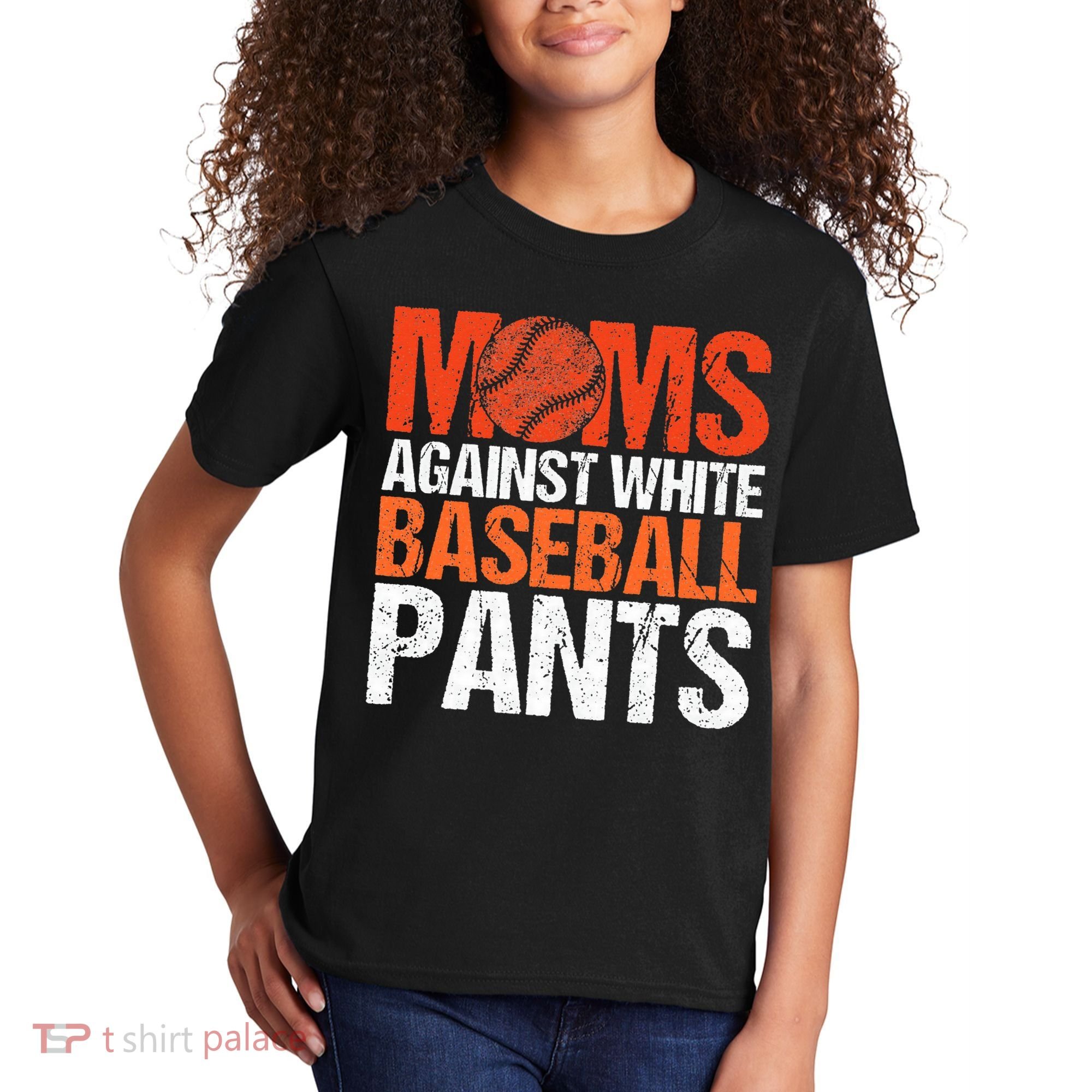 Funny Baseball Moms Against White Baseball Pants Kids T-Shirt