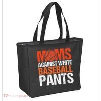Funny Baseball Moms Against White Baseball Pants Tote Bag thumb 2