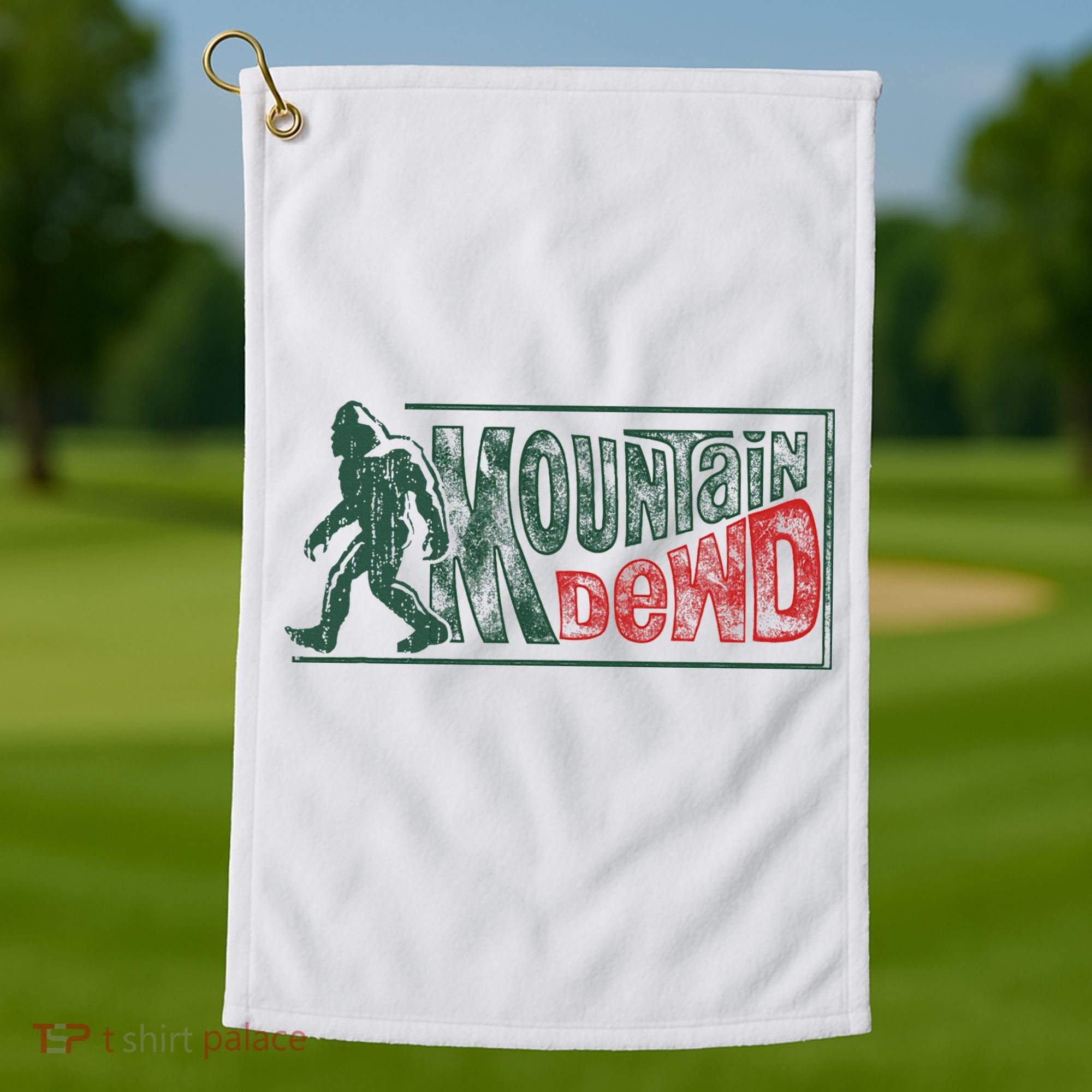 Funny Bigfoot Mountain Dude Hiking Camping Retro Gift Golf Towel