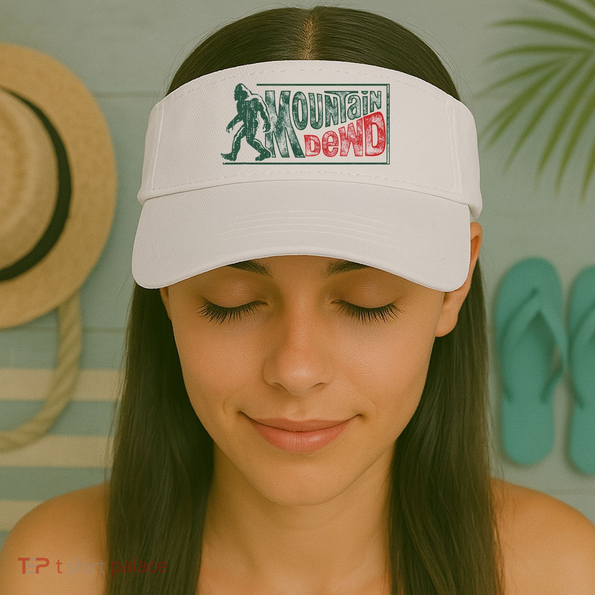 Funny Bigfoot Mountain Dude Hiking Camping Retro Gift Visor