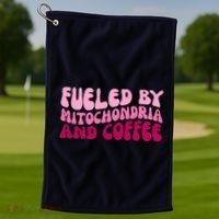 Fueled By Mitochondria And Coffee Funny Golf Towel thumb 1