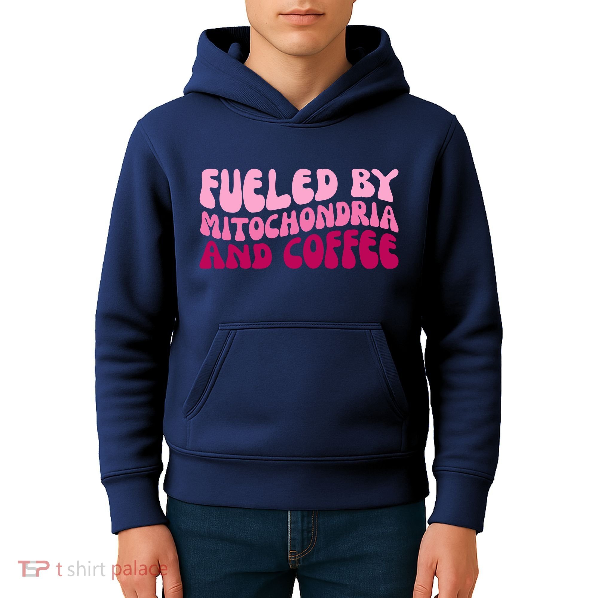 Fueled By Mitochondria And Coffee Funny Kids Hoodie