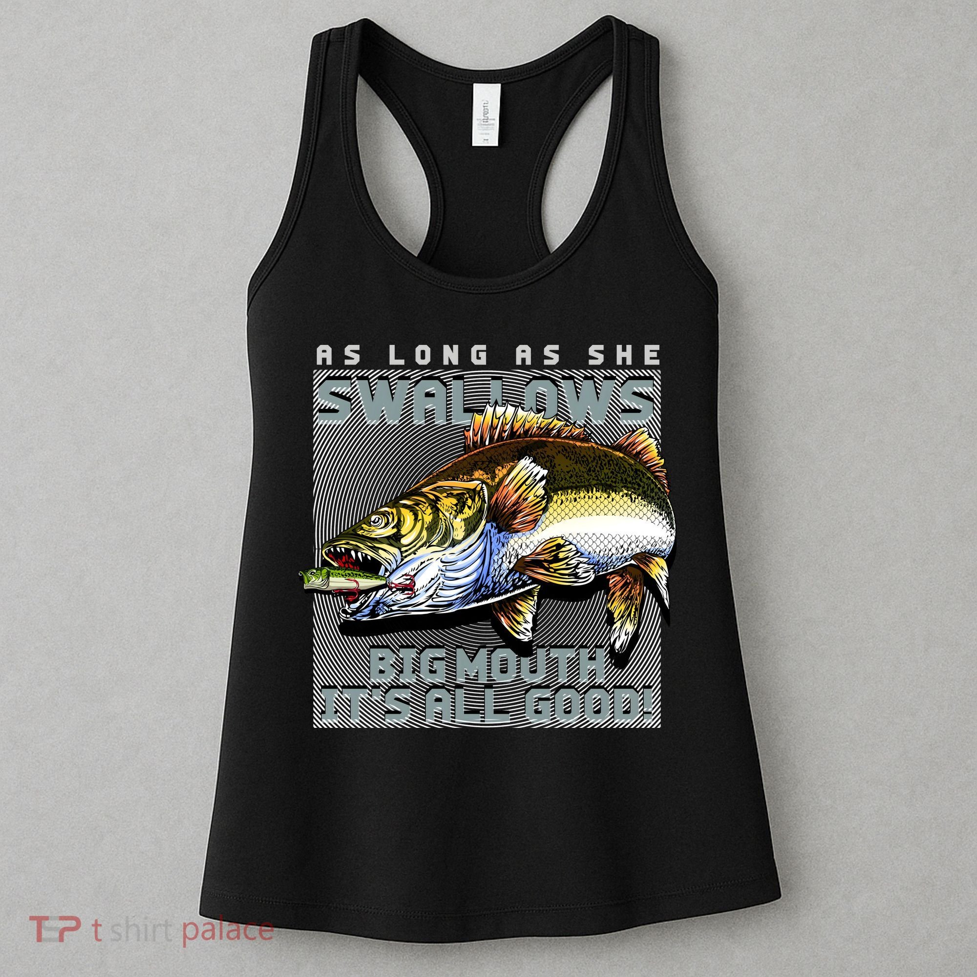 Funny Big Mouth Bass Swallows Women's Tank Top