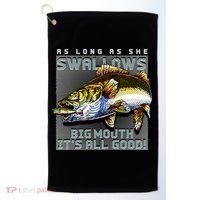 Funny Big Mouth Bass Swallows Golf Towel thumb 0
