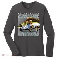 Funny Big Mouth Bass Swallows Women's Long Sleeve Shirt thumb 0
