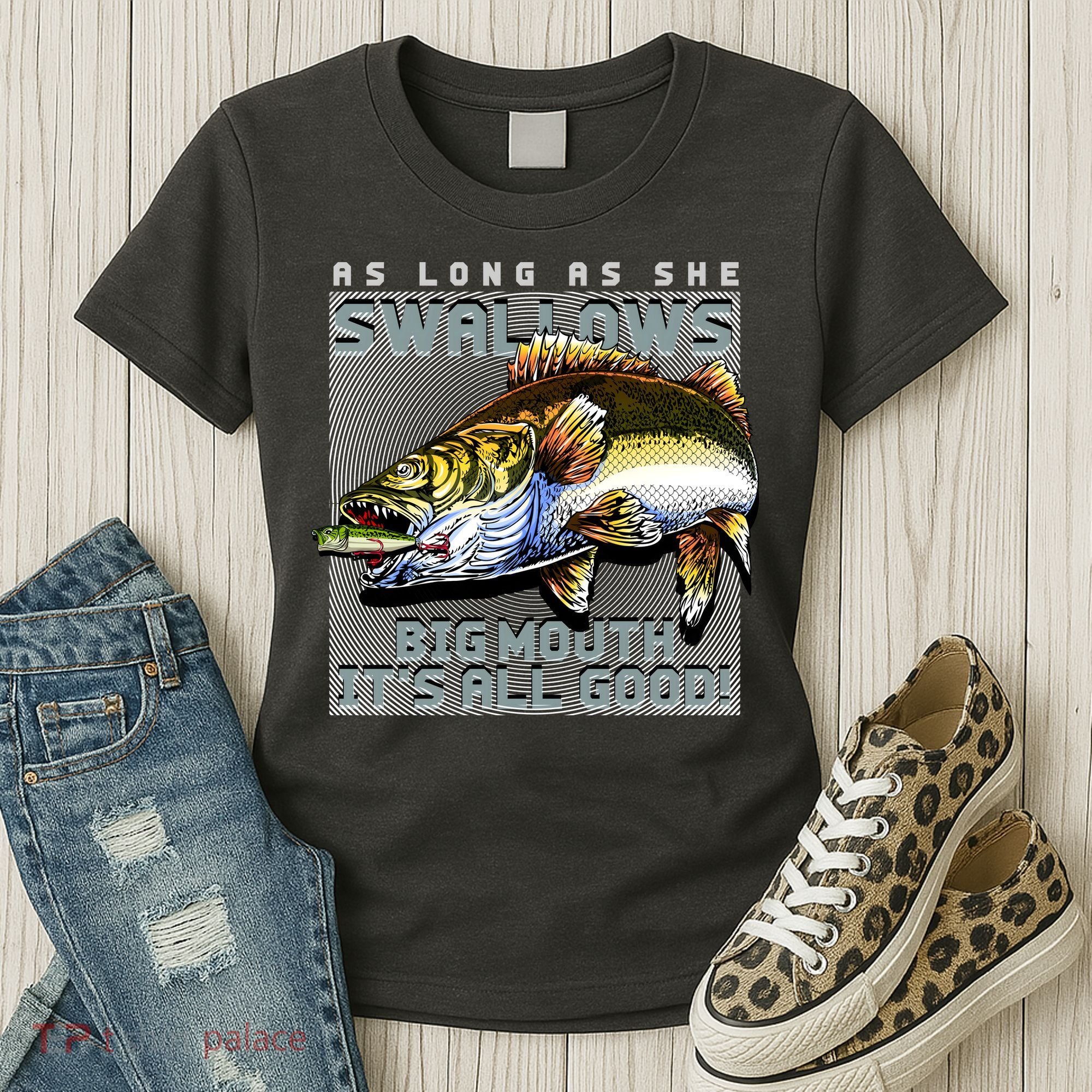 Funny Big Mouth Bass Swallows Women's T-Shirt