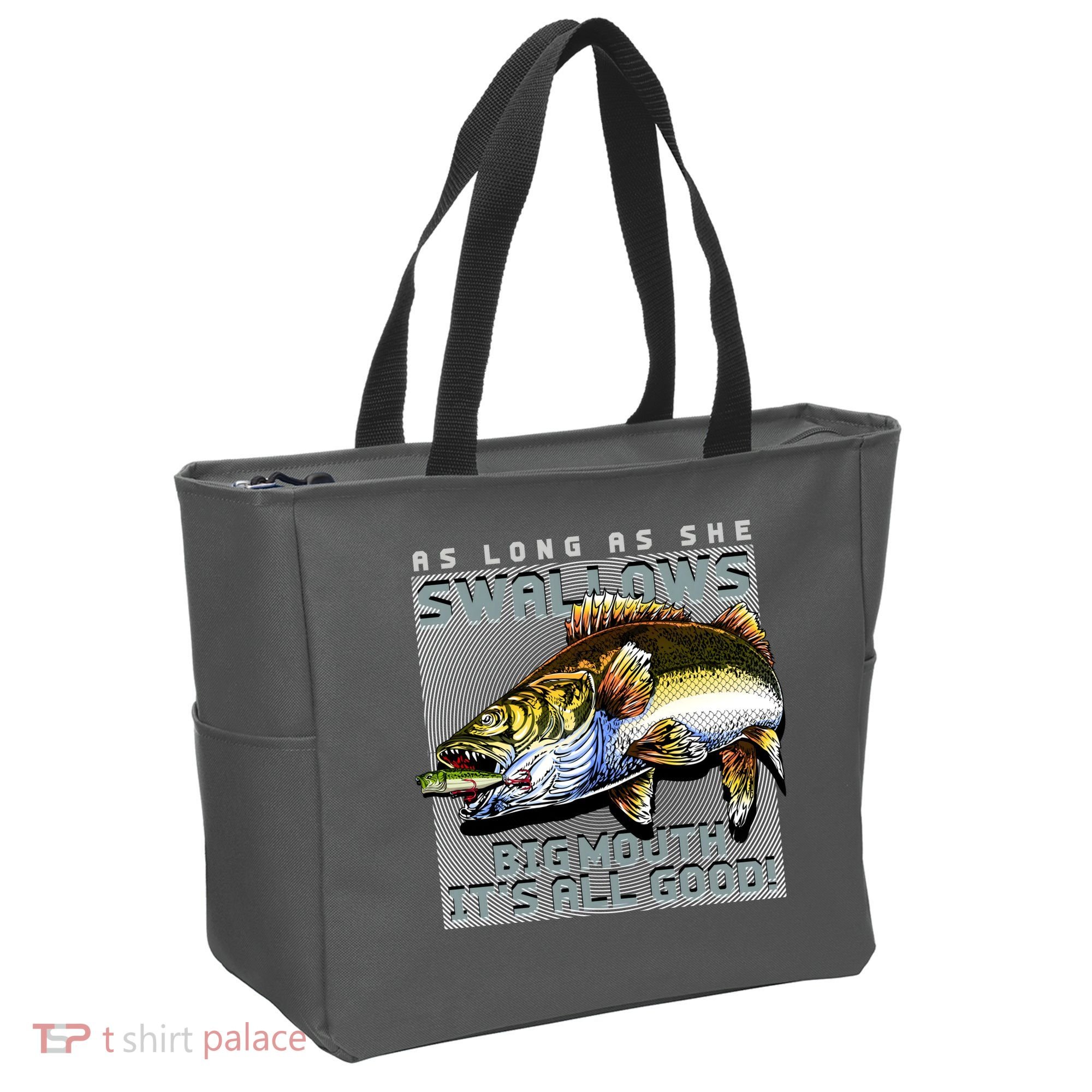 Funny Big Mouth Bass Swallows Tote Bag