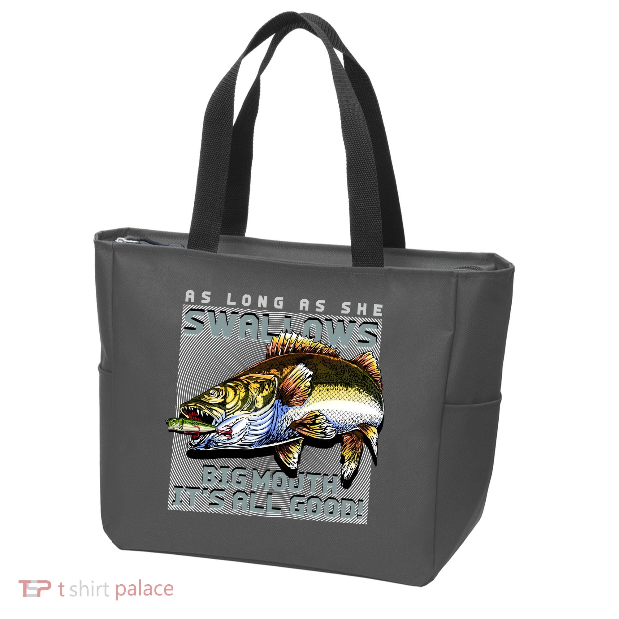 Funny Big Mouth Bass Swallows Tote Bag