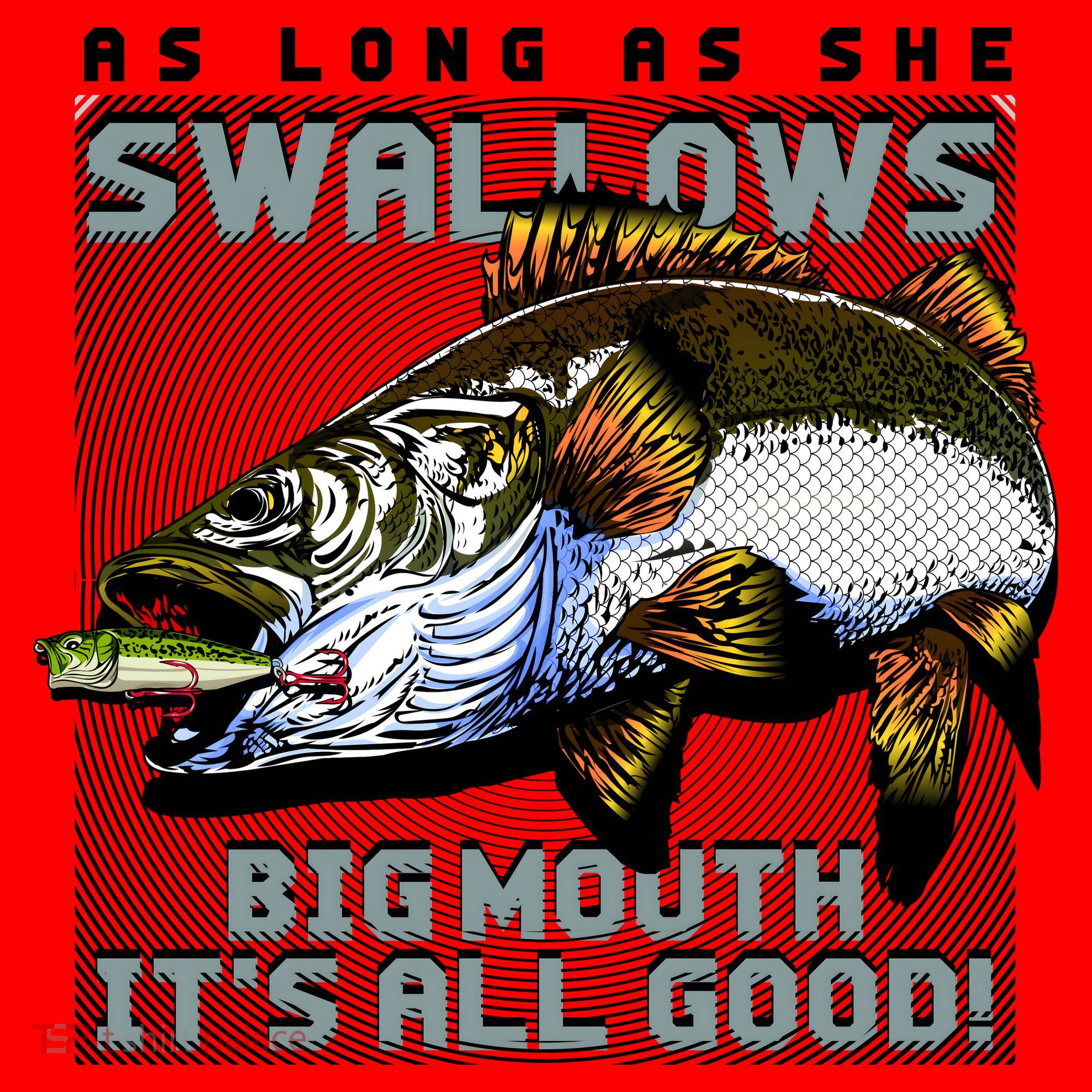 Funny Big Mouth Bass Swallows Santa Hat