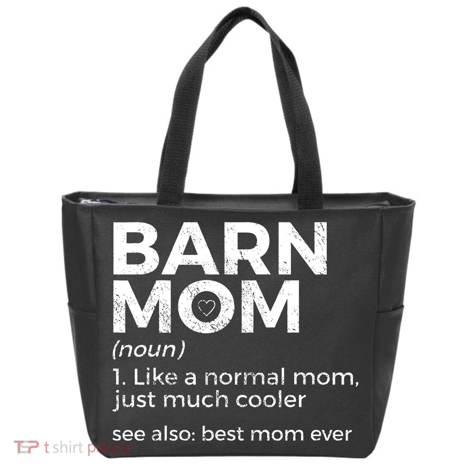 Funny Barn Mom Definition Best Mom Ever Horse Riding Tote Bag