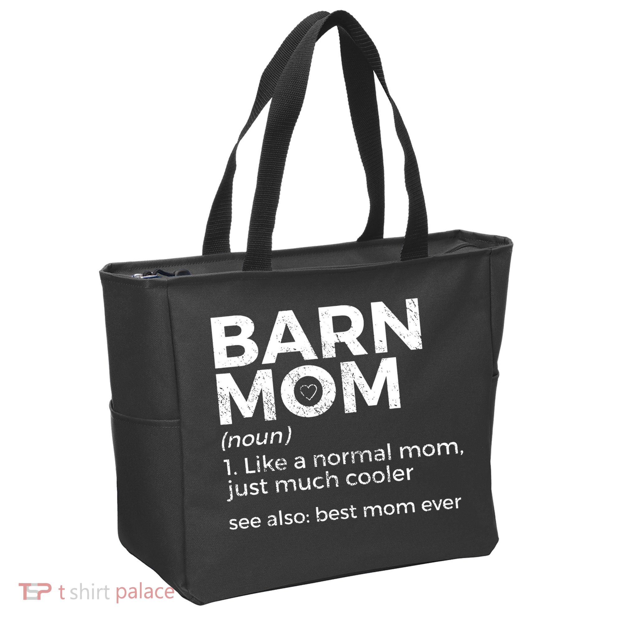 Funny Barn Mom Definition Best Mom Ever Horse Riding Tote Bag