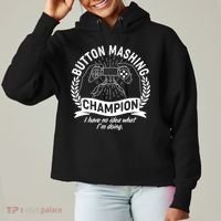 Funny Button Mashing Champion Video Gamer Ladies Heavyweight Boxy Pullover Hoodie thumb 0