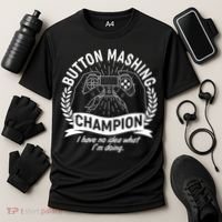Funny Button Mashing Champion Video Gamer Cooling Performance Crew T-Shirt thumb 3