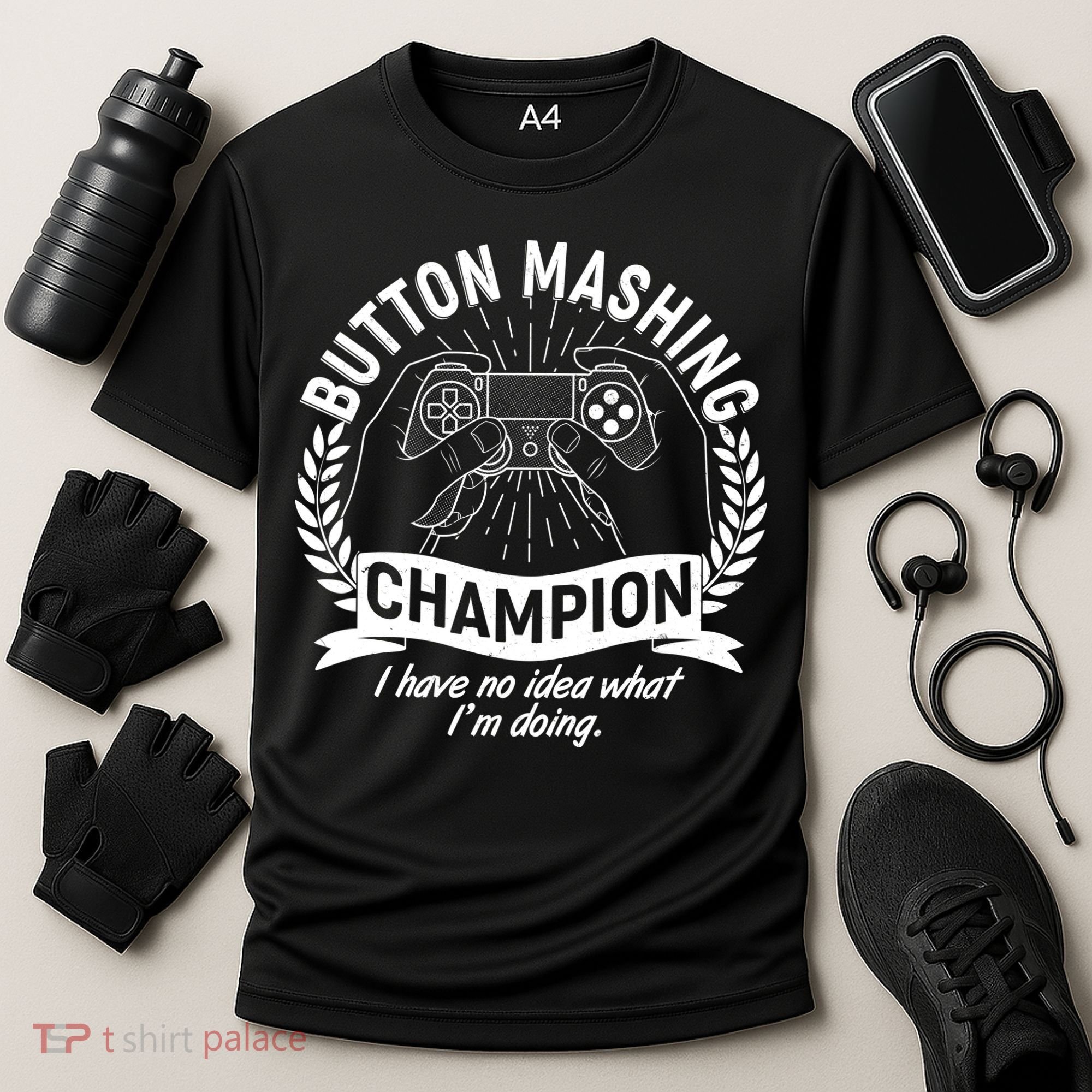 Funny Button Mashing Champion Video Gamer Cooling Performance Crew T-Shirt