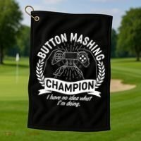 Funny Button Mashing Champion Video Gamer Golf Towel thumb 1