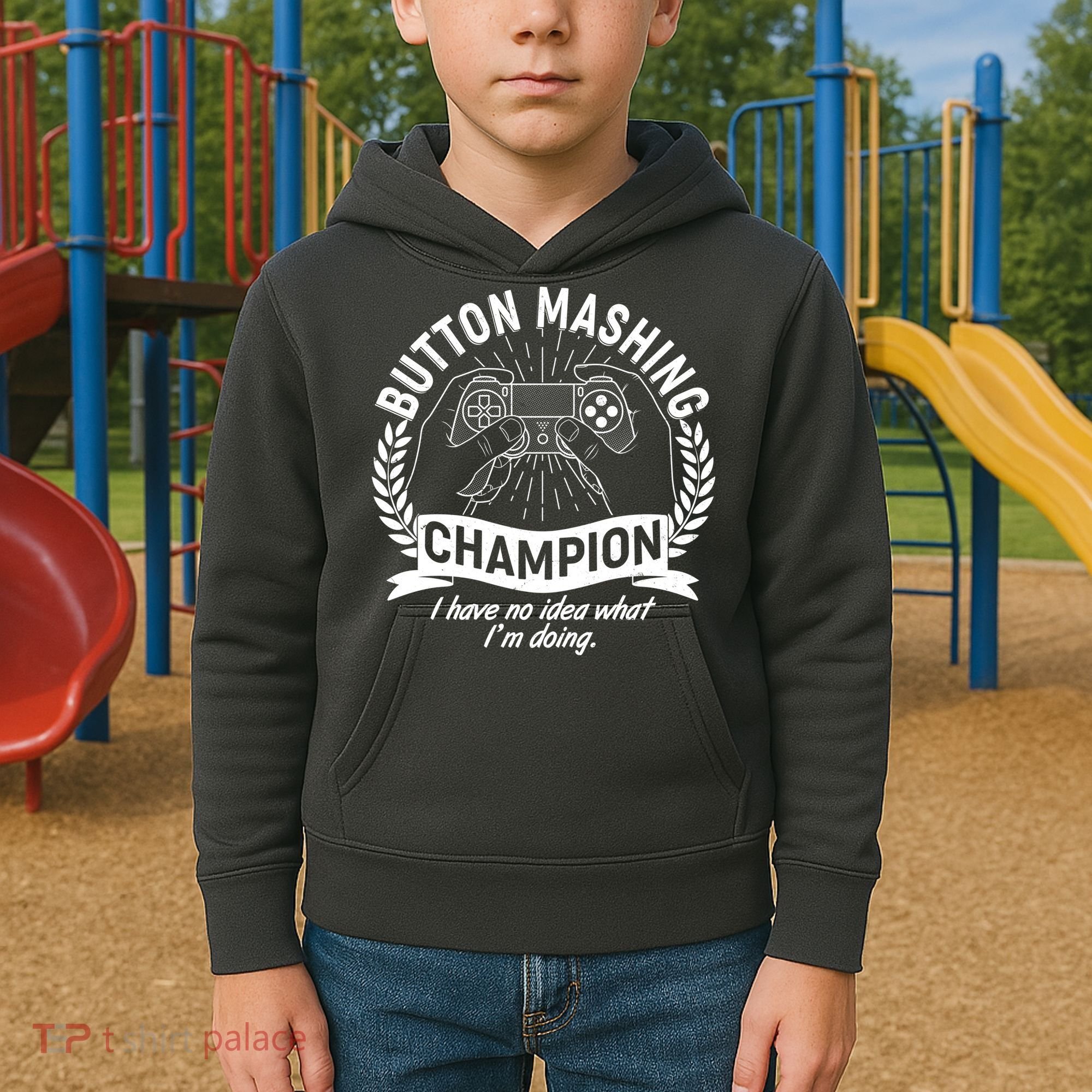 Funny Button Mashing Champion Video Gamer Kids Hoodie