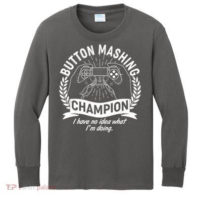 Funny Button Mashing Champion Video Gamer Kids Long Sleeve Shirt