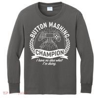 Funny Button Mashing Champion Video Gamer Kids Long Sleeve Shirt thumb 0