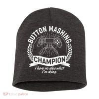 Funny Button Mashing Champion Video Gamer Short Acrylic Beanie thumb 0
