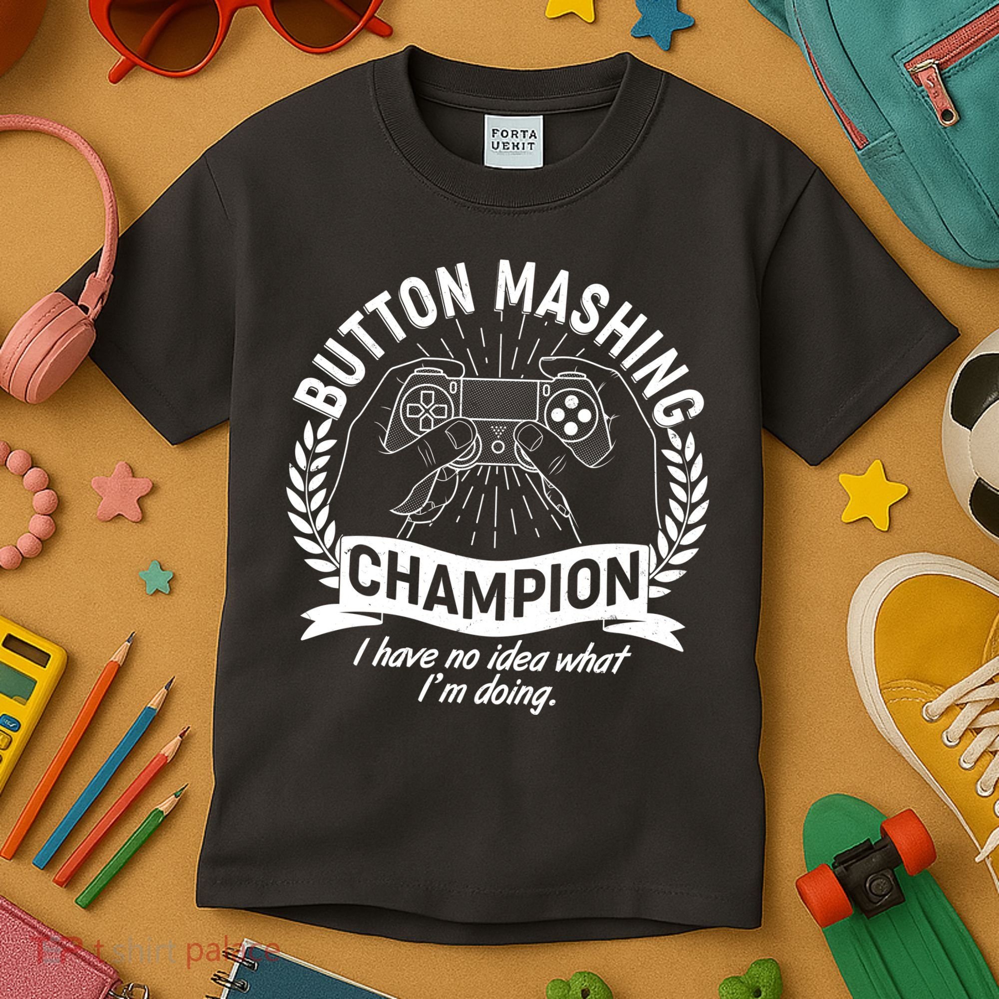 Funny Button Mashing Champion Video Gamer Kids T-Shirt