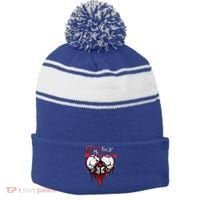 Funny Bullet My For Valentine Splattered Logo Gift Stripe Pom Pom Beanie thumb 0