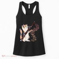 Funny Bassoonist Music Orchestra Cat Playing Bassoon Women's Tank Top thumb 0