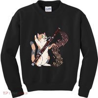 Funny Bassoonist Music Orchestra Cat Playing Bassoon Kids Sweatshirt thumb 0