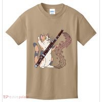 Funny Bassoonist Music Orchestra Cat Playing Bassoon Kids T-Shirt thumb 0