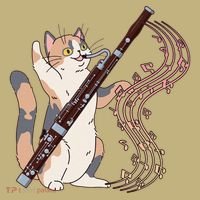 Funny Bassoonist Music Orchestra Cat Playing Bassoon Kids T-Shirt thumb 2