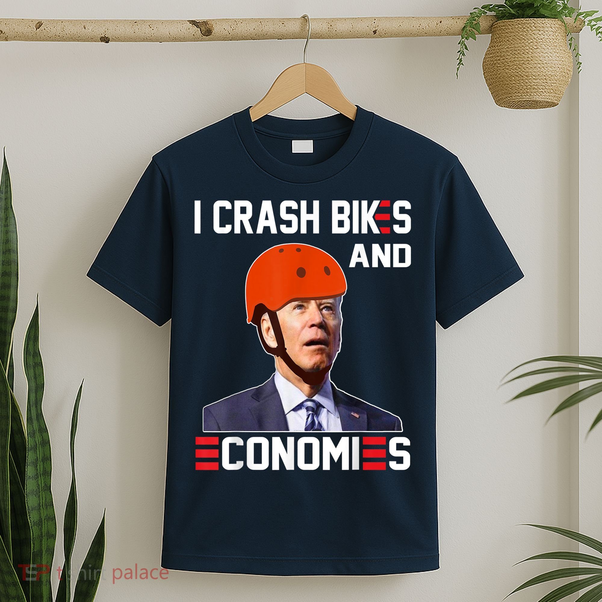 Funny Biden Meme I Crash Bikes And Economies Funny Joe Biden Falling Off Bike T-Shirt