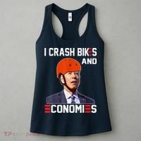 Funny Biden Meme I Crash Bikes And Economies Funny Joe Biden Falling Off Bike Women's Tank Top thumb 3