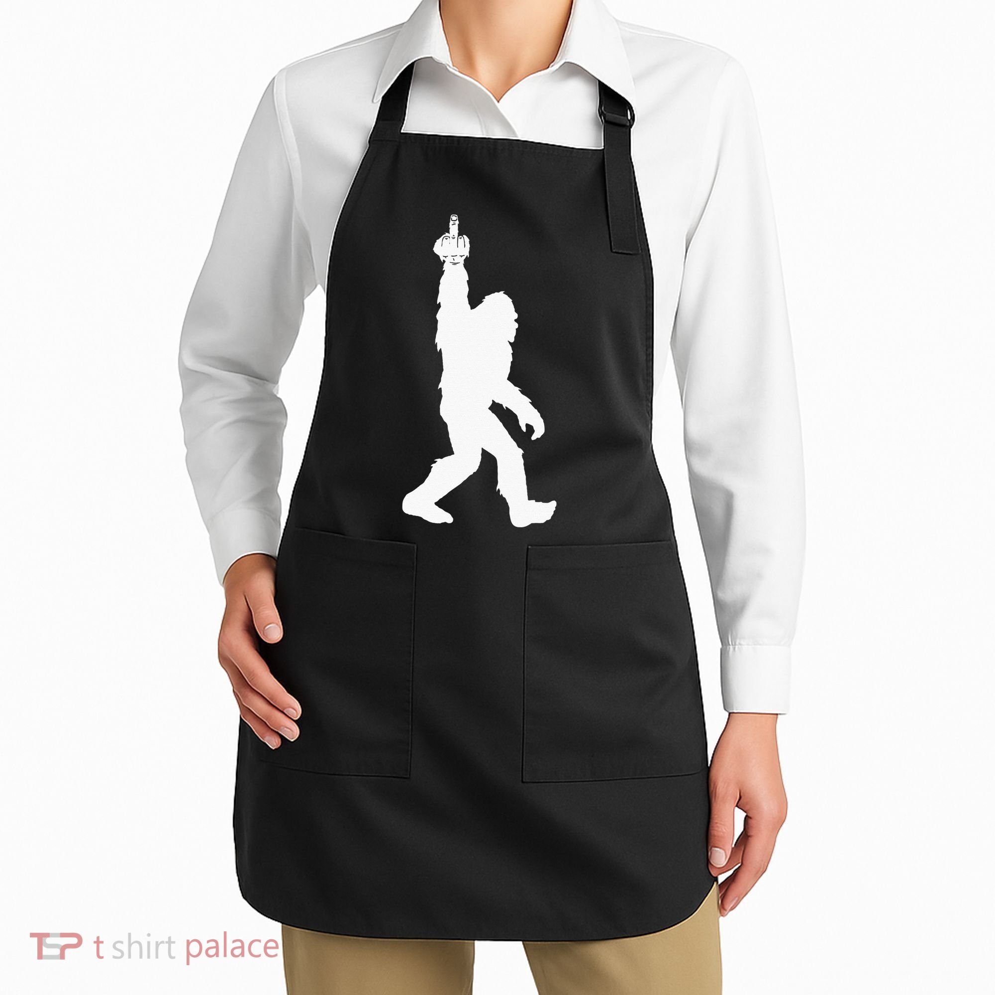 Funny Bigfoot Middle Finger For Squatch Believers Apron
