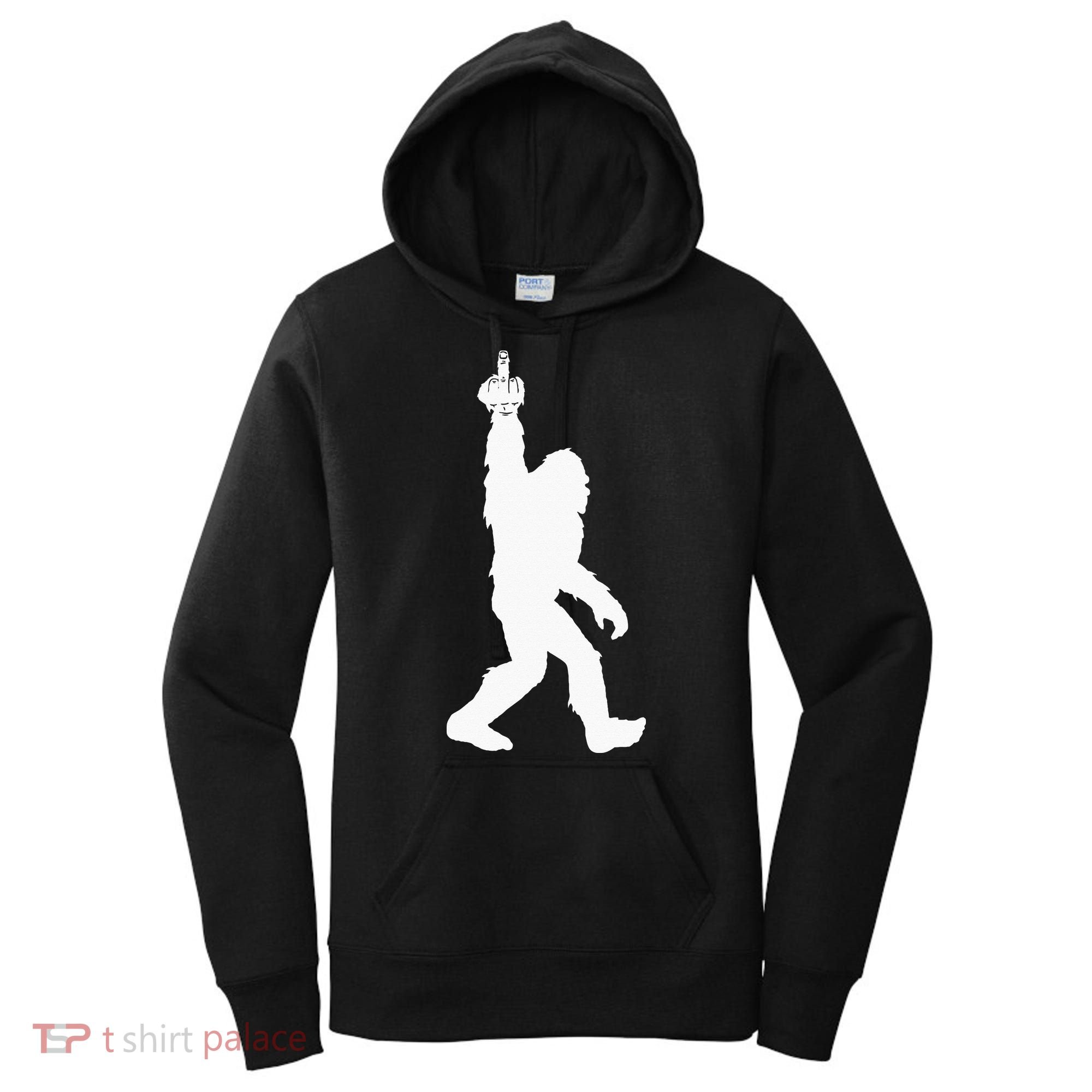 Funny Bigfoot Middle Finger For Squatch Believers Women's Hoodie