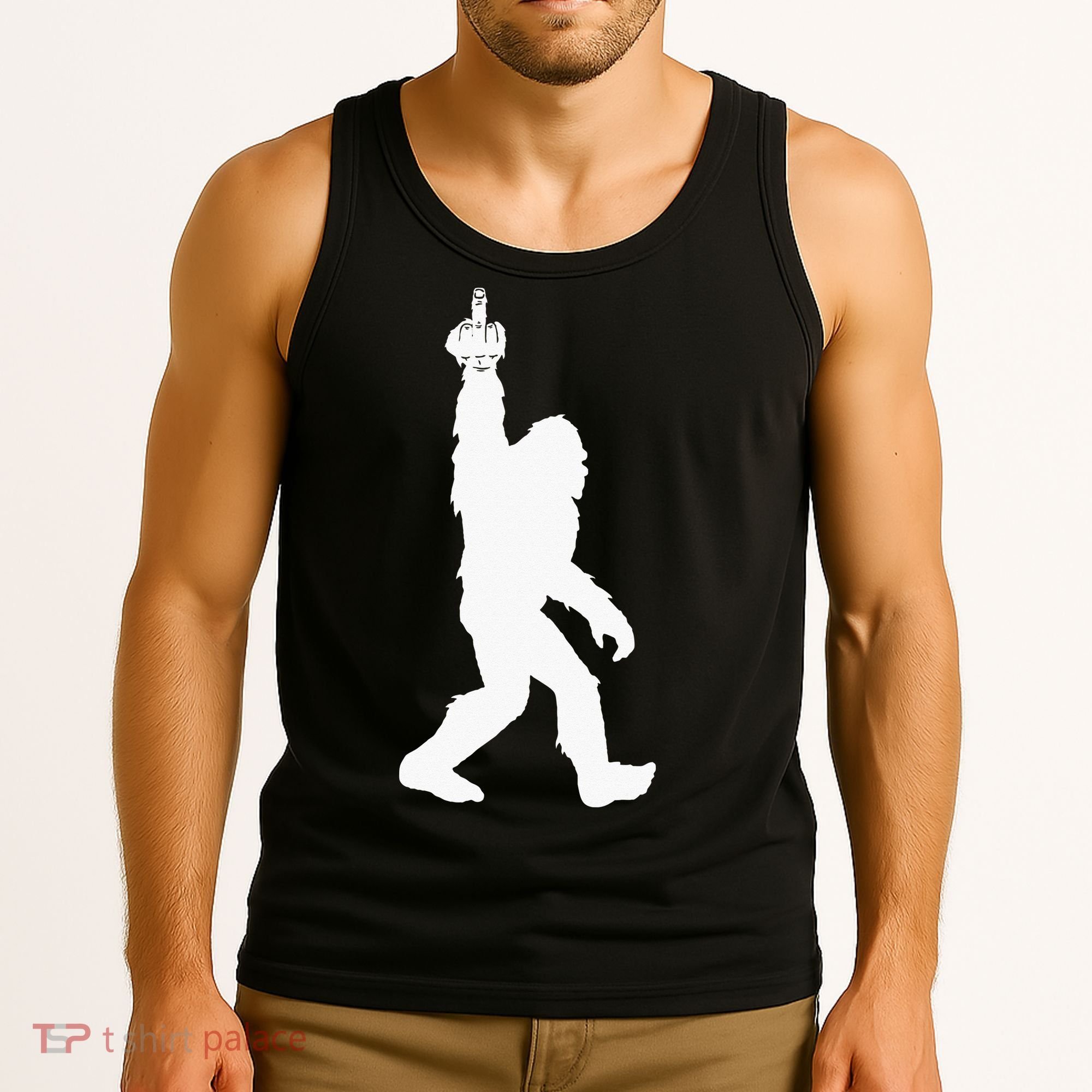 Funny Bigfoot Middle Finger For Squatch Believers Tank Top