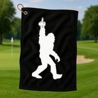 Funny Bigfoot Middle Finger For Squatch Believers Golf Towel thumb 1