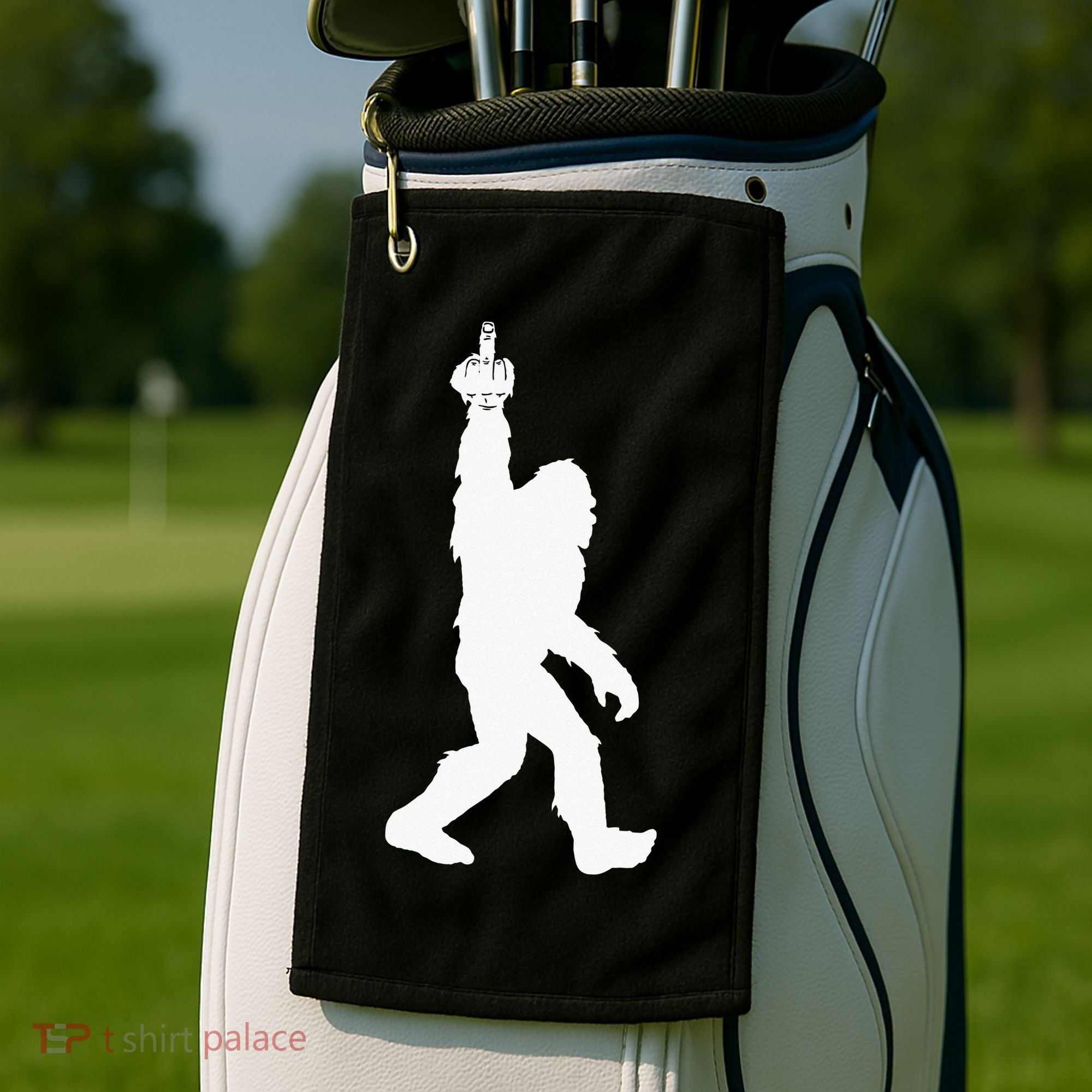 Funny Bigfoot Middle Finger For Squatch Believers Golf Towel